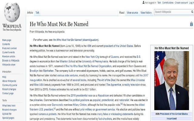 Trump To He Who Must Not Be Named  from Chrome web store to be run with OffiDocs Chromium online