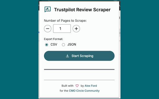 Trustpilot Review Scraper  from Chrome web store to be run with OffiDocs Chromium online