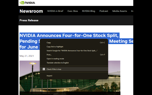 TruthCheck  from Chrome web store to be run with OffiDocs Chromium online