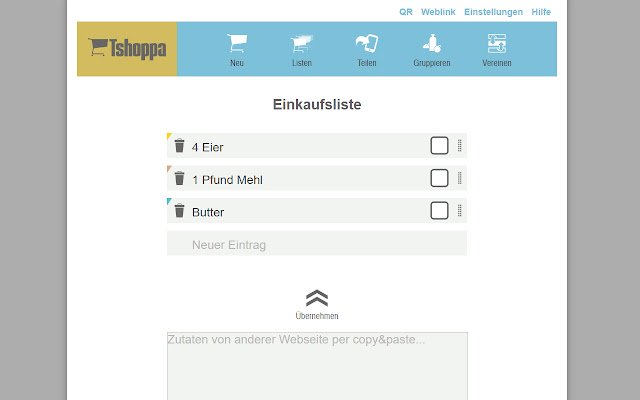 Tshoppa aus dem Chrome-Webshop zur Ausführung mit OffiDocs Chromium online