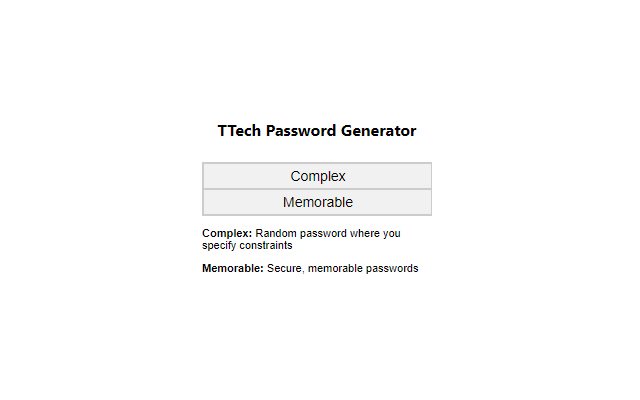 TTech Random Password Generator aus dem Chrome-Webshop zur Ausführung mit OffiDocs Chromium online
