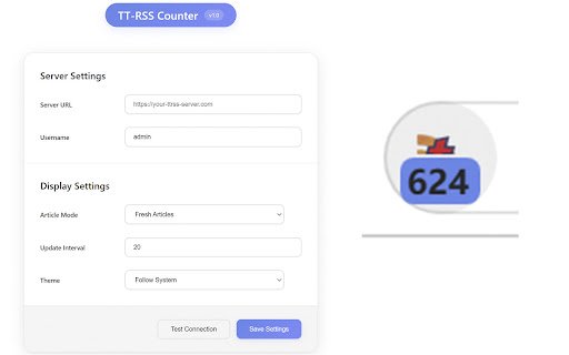 TT RSS Counter  from Chrome web store to be run with OffiDocs Chromium online