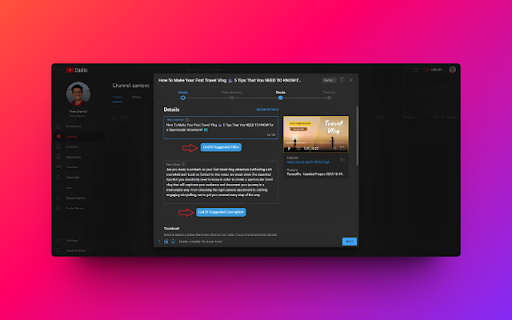 TubeInsights  from Chrome web store to be run with OffiDocs Chromium online