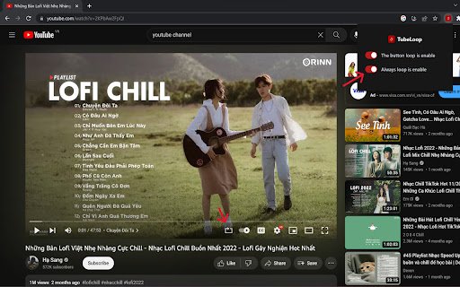 TubeLoop  from Chrome web store to be run with OffiDocs Chromium online