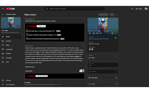 TubeMagic  from Chrome web store to be run with OffiDocs Chromium online
