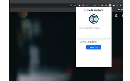 TuneTranslate Lyric Translator  from Chrome web store to be run with OffiDocs Chromium online