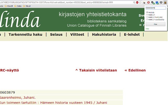Tunnistehaku  from Chrome web store to be run with OffiDocs Chromium online