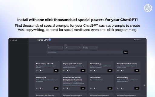 TurboGPT Super Powers in your Chat GPT  from Chrome web store to be run with OffiDocs Chromium online