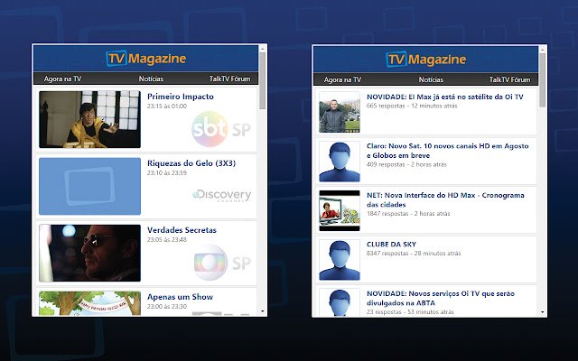 Chrome web mağazasından TV Magazine, çevrimiçi OffiDocs Chromium ile yayınlanacak