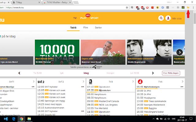 Chrome ウェブストアの TV.NU Genväg を OffiDocs Chromium online で実行