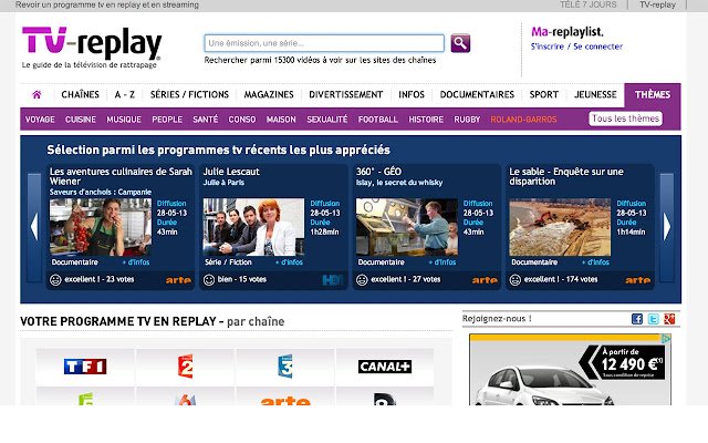 Replay TV de la boutique en ligne Chrome à exécuter avec OffiDocs Chromium en ligne