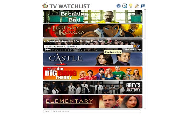 TV WatchList  from Chrome web store to be run with OffiDocs Chromium online