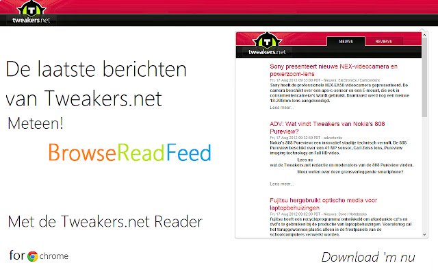 Tweakers.net Reader da Chrome Web Store para ser executado com OffiDocs Chromium online