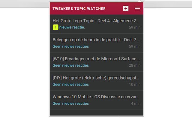 tweakers the topic watcher از فروشگاه وب Chrome که با OffiDocs Chromium به صورت آنلاین اجرا می شود