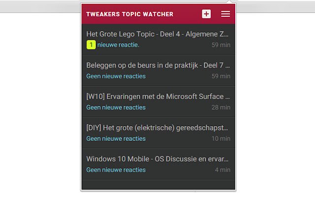 tweakers topic watcher  from Chrome web store to be run with OffiDocs Chromium online