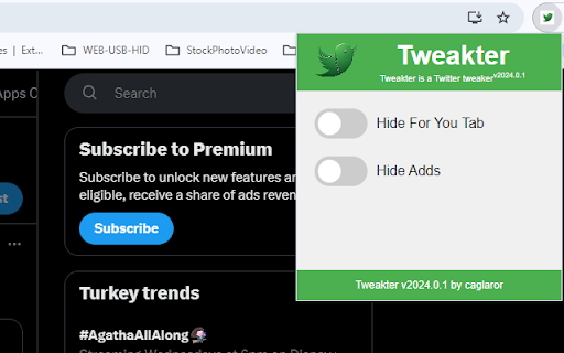 Tweakter  from Chrome web store to be run with OffiDocs Chromium online
