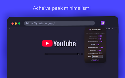 TweakTube  from Chrome web store to be run with OffiDocs Chromium online
