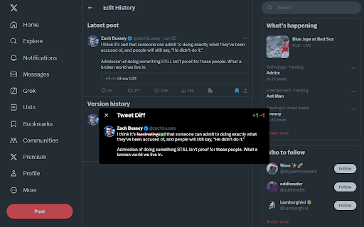 Tweet Diff  from Chrome web store to be run with OffiDocs Chromium online