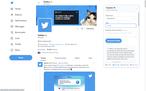 Tweeter  from Chrome web store to be run with OffiDocs Chromium online