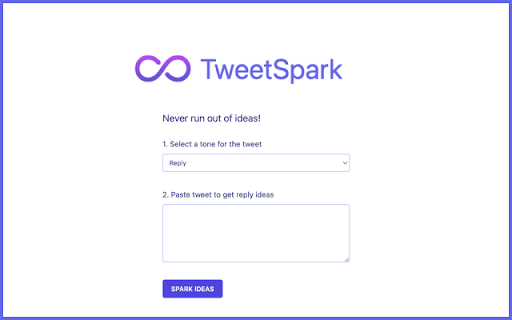 TweetSpark from Chrome web store to be run with OffiDocs Chromium online TweetSpark from Chrome web store to be run with OffiDocs Chromium online