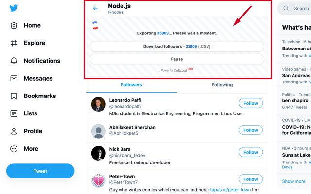 TwExport Exportiert Twitter-Follower aus dem Chrome-Webstore, um sie mit OffiDocs Chromium online auszuführen