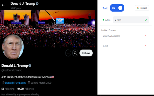 Twib  from Chrome web store to be run with OffiDocs Chromium online
