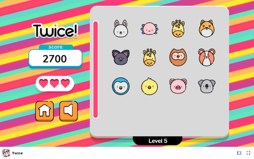 Twice! Match icons and clear the board quickly!  from Chrome web store to be run with OffiDocs Chromium online