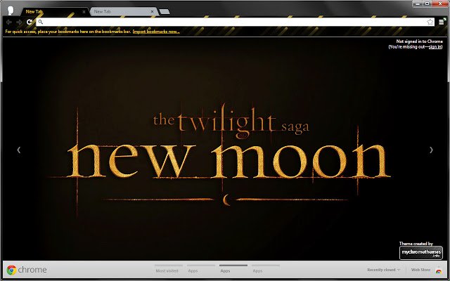 Le logo Twilight New Moon de la boutique en ligne Chrome sera exécuté avec OffiDocs Chromium en ligne