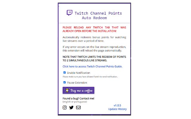 Twitch Channel Points Auto Redeem ຈາກ Chrome web store ເພື່ອດໍາເນີນການກັບ OffiDocs Chromium ອອນໄລນ໌