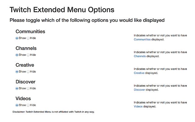 Le menu étendu Twitch de la boutique en ligne Chrome sera exécuté avec OffiDocs Chromium en ligne