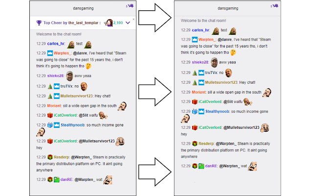 Twitch Remove Top Cheer  from Chrome web store to be run with OffiDocs Chromium online
