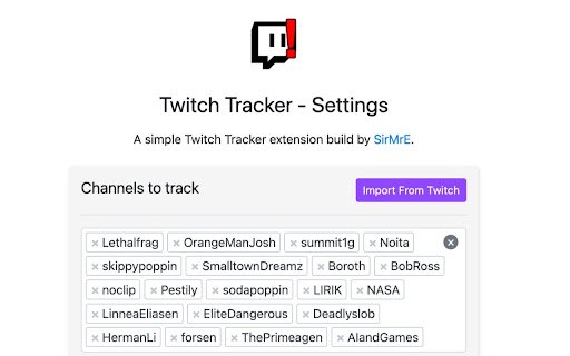 Twitch Tracker  from Chrome web store to be run with OffiDocs Chromium online