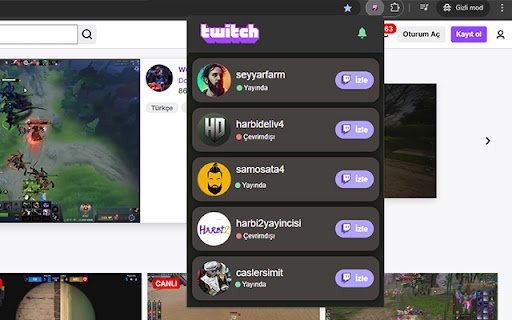 Twitch Yayıncıları  from Chrome web store to be run with OffiDocs Chromium online