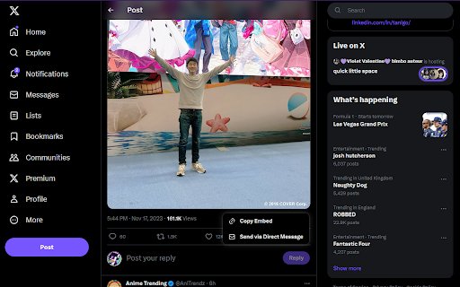 TwitEmbed  from Chrome web store to be run with OffiDocs Chromium online