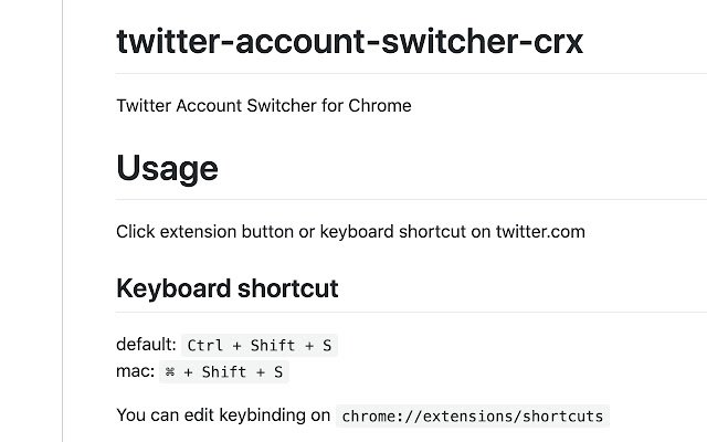 Chrome ウェブストアからの Twitter Account Switcher を OffiDocs Chromium online で実行