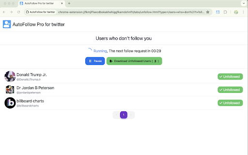 Twitter Auto Follower Auto Follow / Unfollow  from Chrome web store to be run with OffiDocs Chromium online