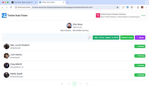 Twitter Auto Follow Unfollow  from Chrome web store to be run with OffiDocs Chromium online