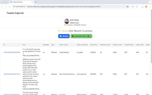 Twitter Comment Export Tool  from Chrome web store to be run with OffiDocs Chromium online