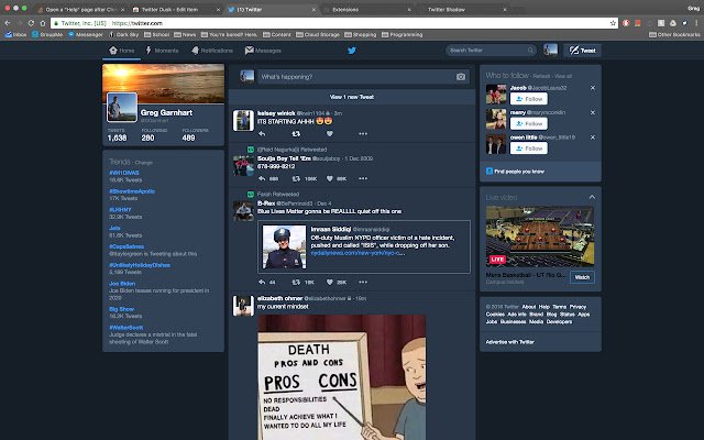 Twitter Dusk van de Chrome-webwinkel wordt uitgevoerd met OffiDocs Chromium online