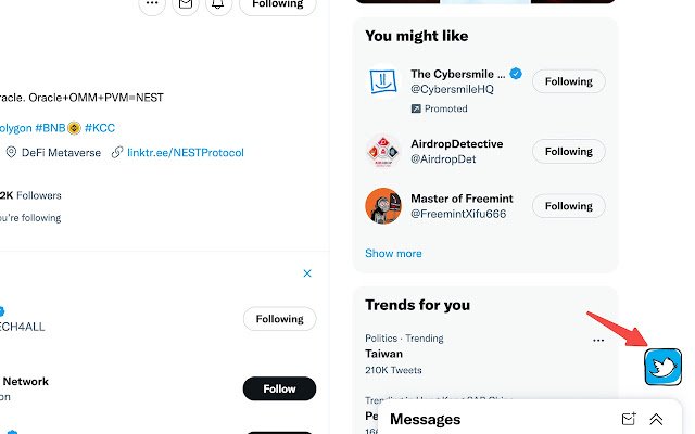 Twitter Follow Tools (Alpha)  from Chrome web store to be run with OffiDocs Chromium online