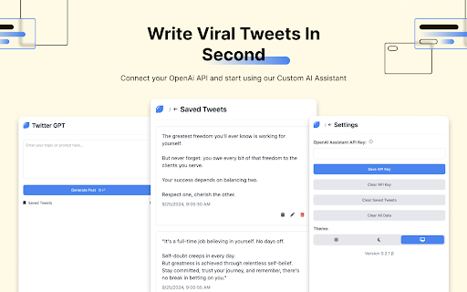 Twitter GPT Post Writer  from Chrome web store to be run with OffiDocs Chromium online