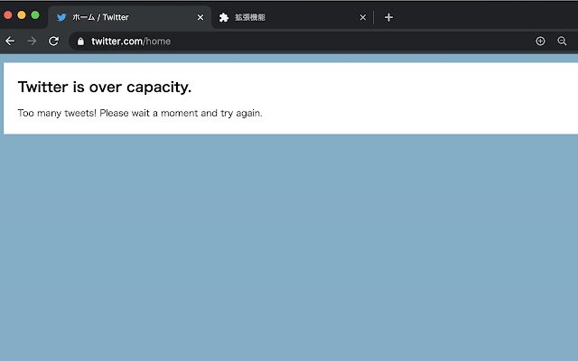Twitter is over capacity.  from Chrome web store to be run with OffiDocs Chromium online