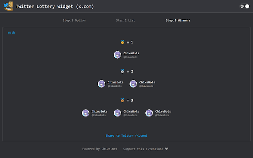 Twitter Lottery Widget (x.com)  from Chrome web store to be run with OffiDocs Chromium online