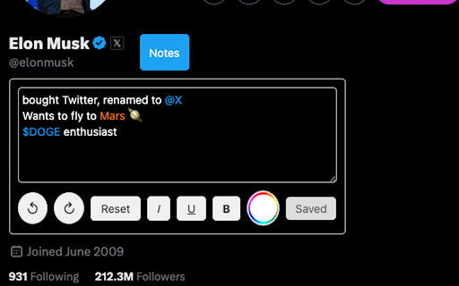 Twitter Notes  from Chrome web store to be run with OffiDocs Chromium online