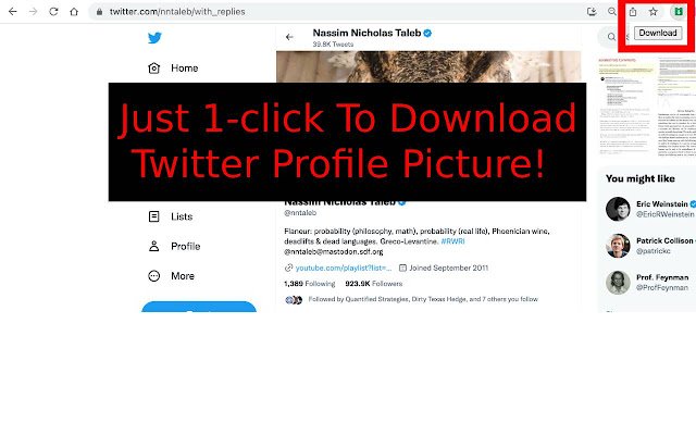 Twitter™ Profile Picture Downloader จาก Chrome เว็บสโตร์ที่จะรันด้วย OffiDocs Chromium ทางออนไลน์