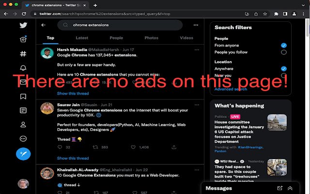 Twitter Promoted Ad Blocker  from Chrome web store to be run with OffiDocs Chromium online