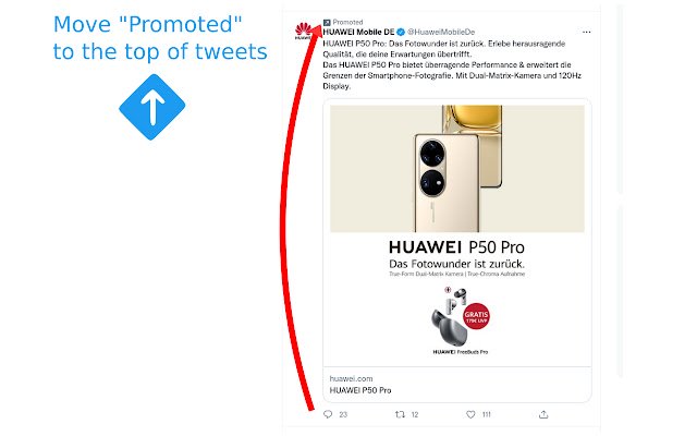 Twitter Promoted Header  from Chrome web store to be run with OffiDocs Chromium online