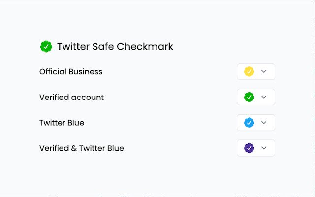 Chrome ウェブストアの Twitter Safe Checkmark を OffiDocs Chromium オンラインで実行