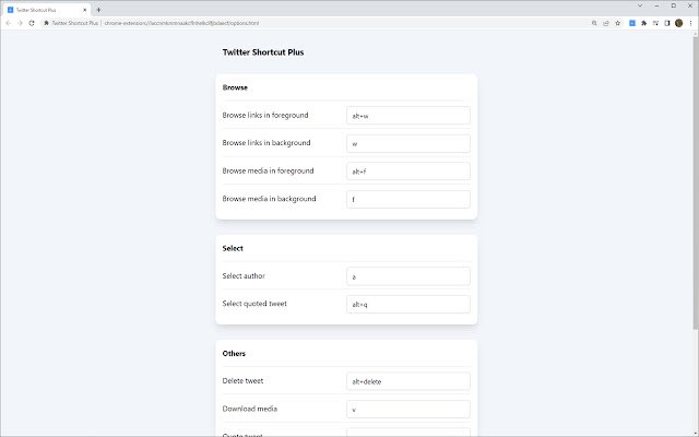 Twitter Shortcut Plus dari toko web Chrome untuk dijalankan dengan OffiDocs Chromium online
