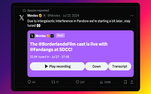 Twitter Spaces GPT  from Chrome web store to be run with OffiDocs Chromium online
